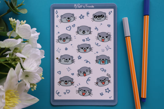 Planche de stickers - Emojis Ottie la loutre