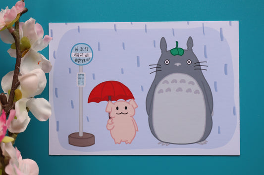 Carte postale - McPuff et Totoro